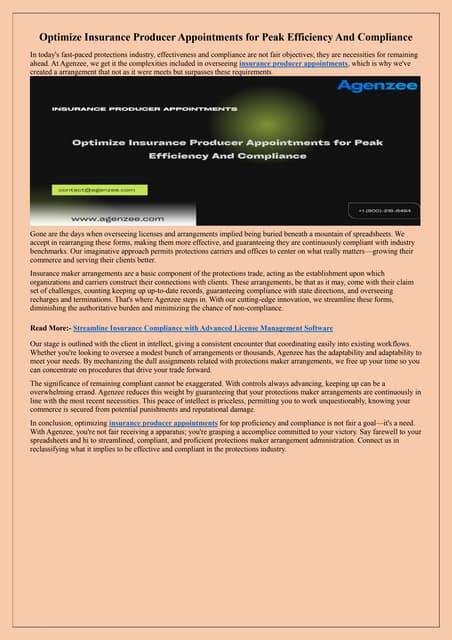 Streamline Insurance Producer Appointments for Efficient Compliance and Management | PDF