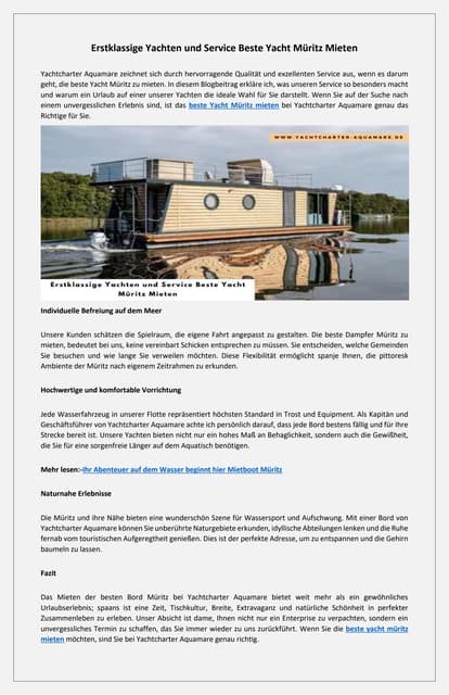 Familienfreundliche beste yacht muritz mieten | PDF