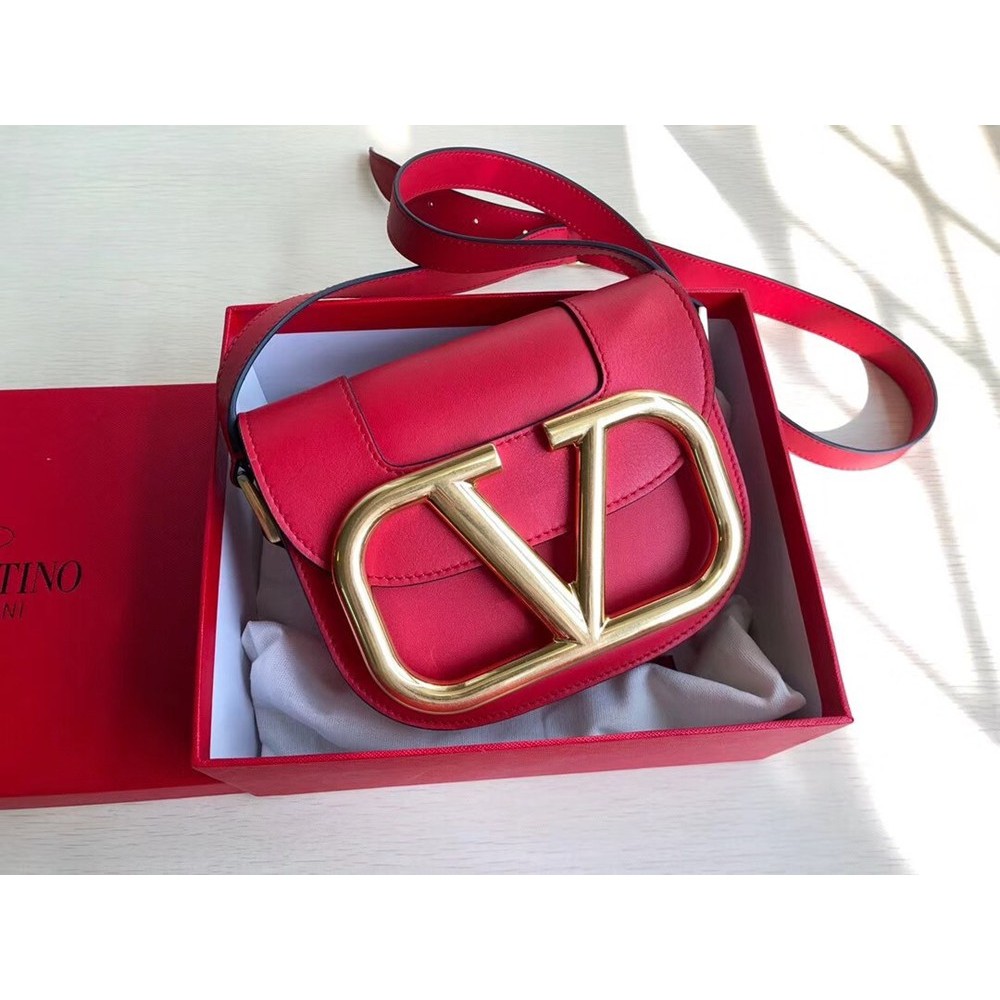 Valentino Small Supervee Crossbody Bag In Red Leather IAMBS242957 Outlet Sales