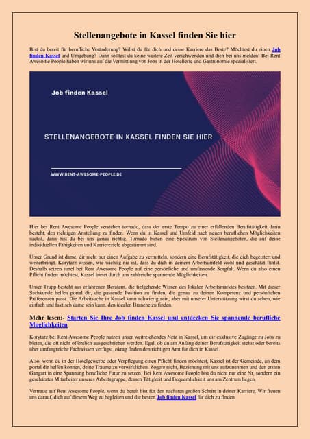 Finden Sie Top-Jobs in Kassel Bewerbungen noch heute senden | PDF