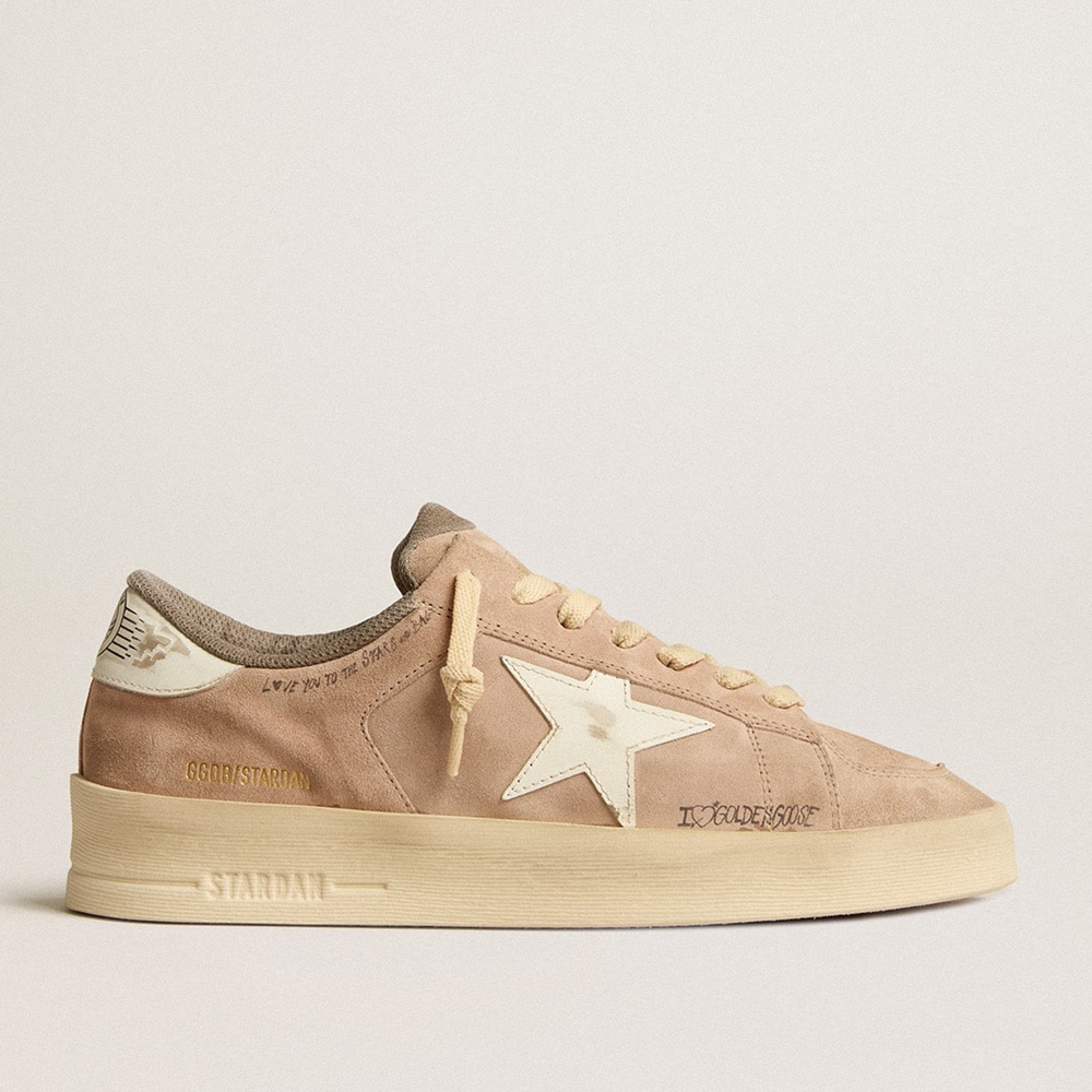 Golden Goose Stardan In Old Rose Suede With White Leather Star And Heel Tab GWF00667.F005277.25705