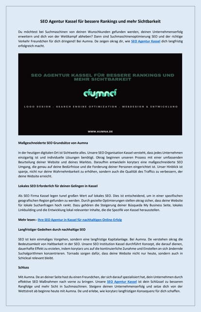 Lokale SEO Services in Kassel für Ihr Unternehmen | PDF