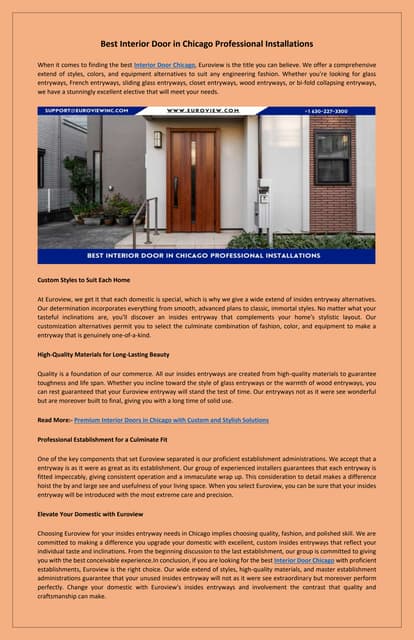Transform Your Home with Interior Doors from Euroview Chicago | PDF