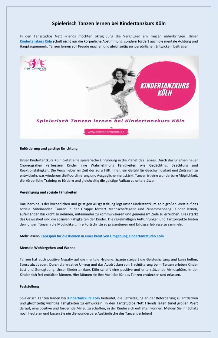 PPT - Früh starten mit Kindertanzkurs Köln PowerPoint Presentation, free download - ID:13314511