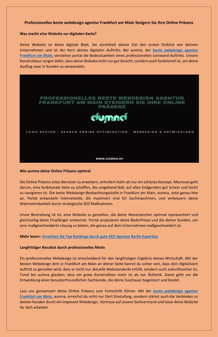 PPT - Steigern Sie Ihre Online-Präsenz mit erstklassigem Webdesign aus Frankfurt PowerPoint Presentation - ID:13278328