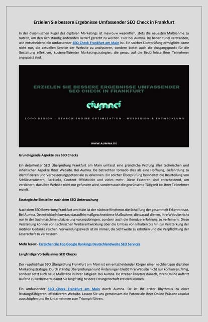 Effiziente Website-Verbesserungen Schneller SEO Check in Frankfurt | PDF