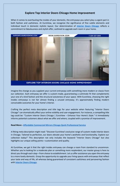 Premium Interior Doors Chicago Find Quality Styles | PDF