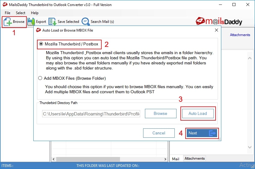 Export Thunderbird sbd to pst for Outlook 2019, 2016, 2013, etc.