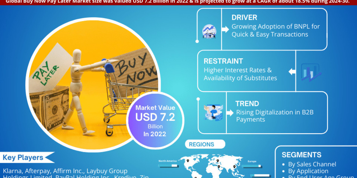 Global Buy Now Pay Later Market: Crosses USD 7.2 billion Valuation in 2022, Envisions 18.5% CAGR Surge Up to 2030