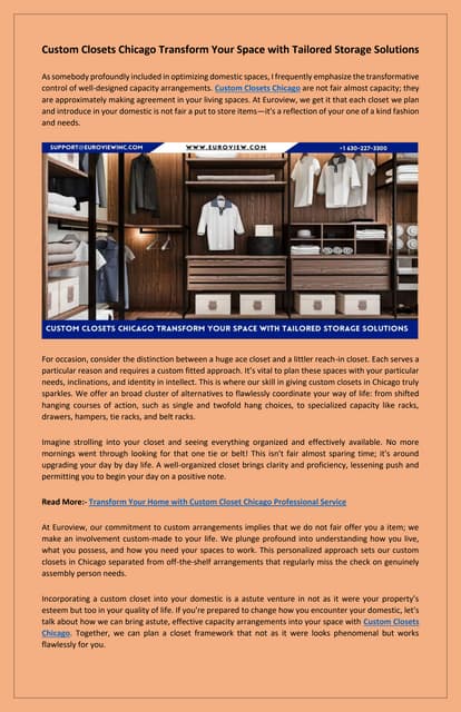 Transform Your Home with Smart Storage Custom Closets Chicago | PDF