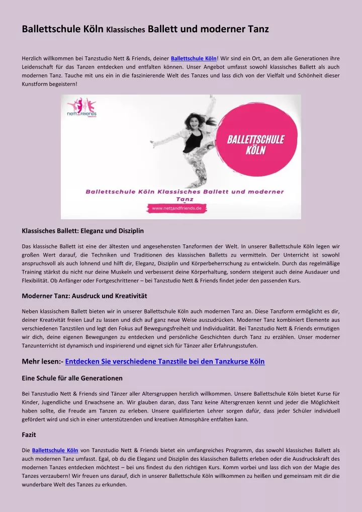 PPT - Ballettschule Köln für Kinder und Erwachsene PowerPoint Presentation - ID:13463016