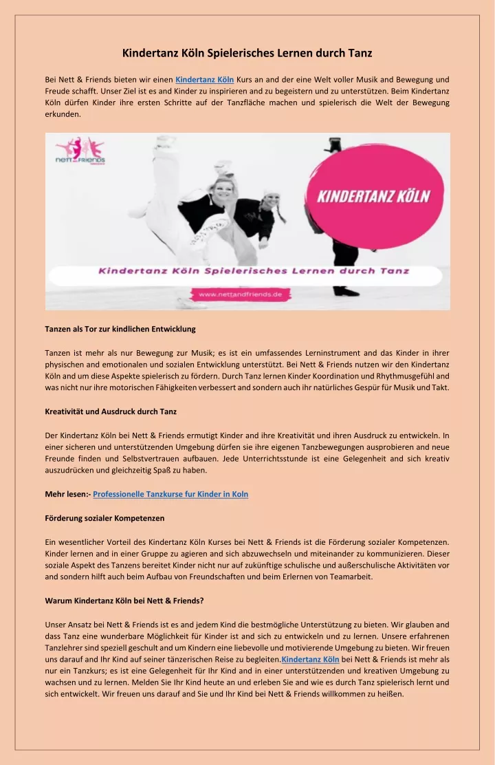 PPT - Kindertanz Köln Spielerisches Lernen durch Tanz PowerPoint Presentation - ID:13464429