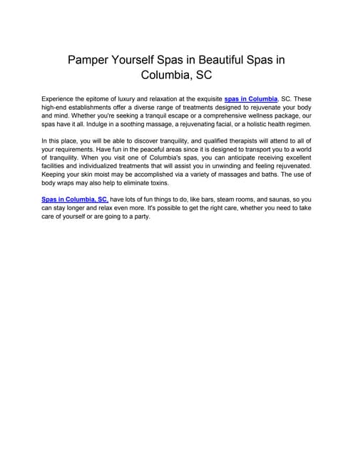 Pamper Yourself Spas in Beautiful Spas in Columbia SC.pdf