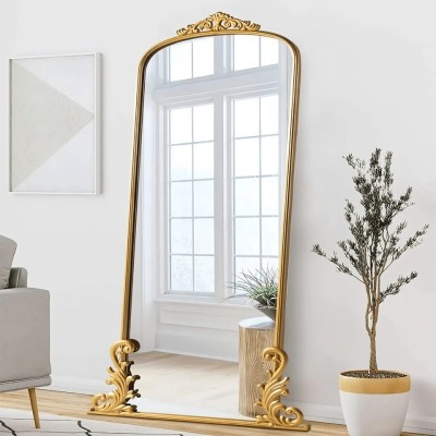 Vintage Arched Full-Length Mirror with Carved Metal Frame Profile Picture