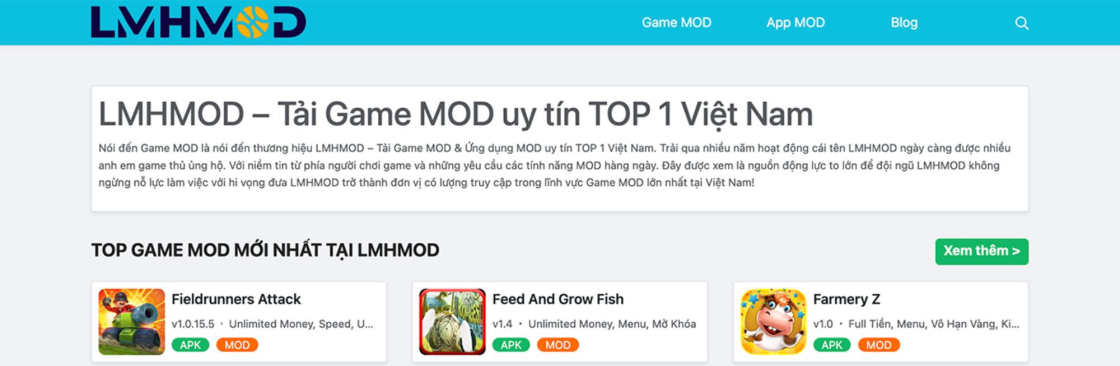 LMHMOD Thương Hiệu Game MOD Apk Uy Tín Số 1 Việt Nam Cover Image