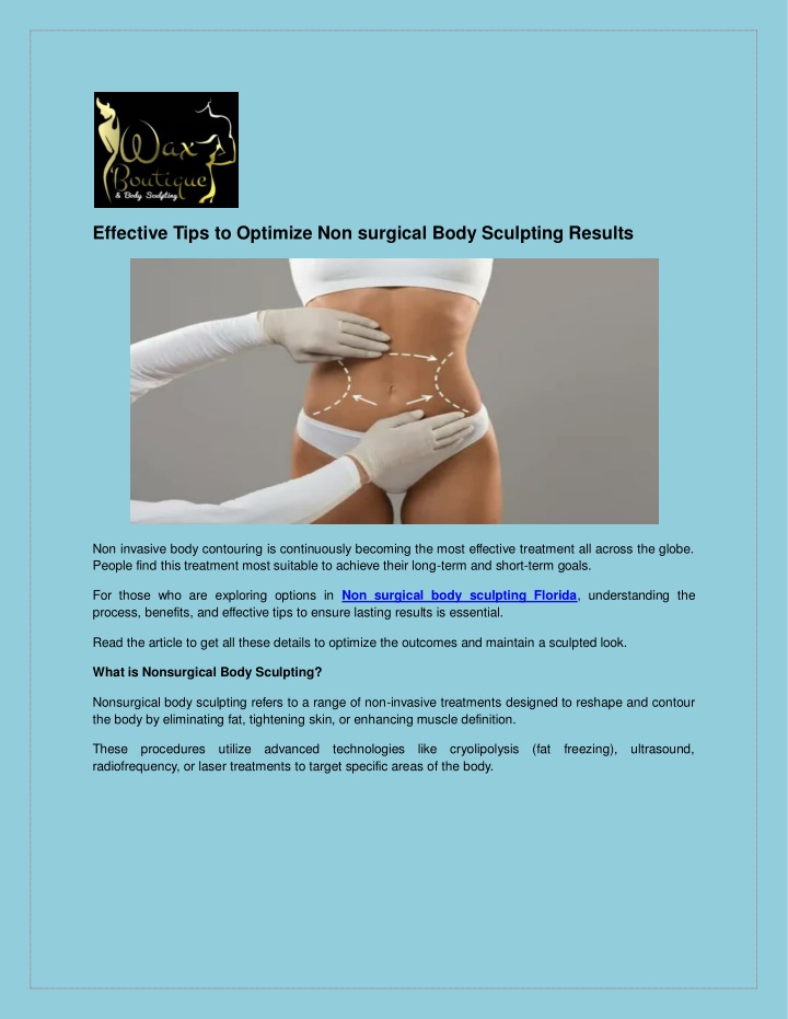 PPT - Effective Tips to Optimize Non surgical Body Sculpting Results PowerPoint Presentation - ID:13736243