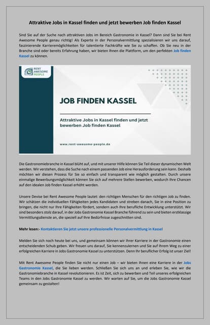 Job finden Kassel Ihre Karriere beginnt hier | PDF