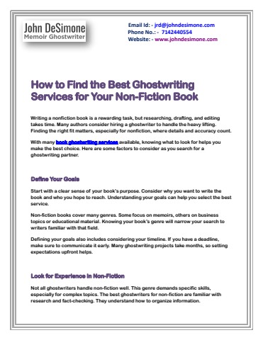 How to Find the Best Ghostwriting  Services for Your Non-Fiction Book