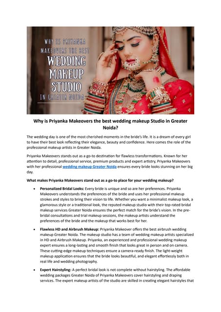 Why is Priyanka Makeovers the best wedding makeup Studio in Greater Noida.pdf