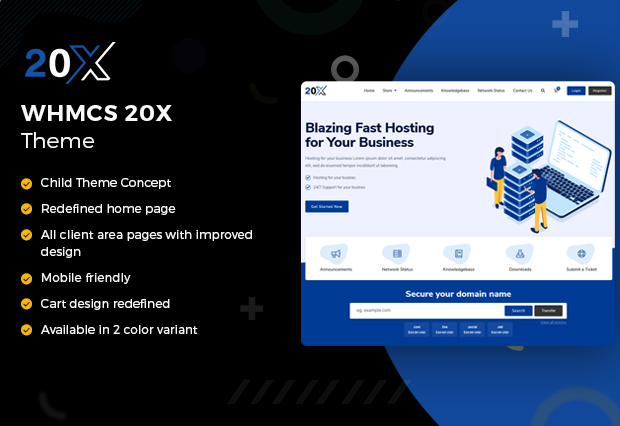 TwentyX WHMCS Theme: Uniquely crafted Child Theme - 20% Off!