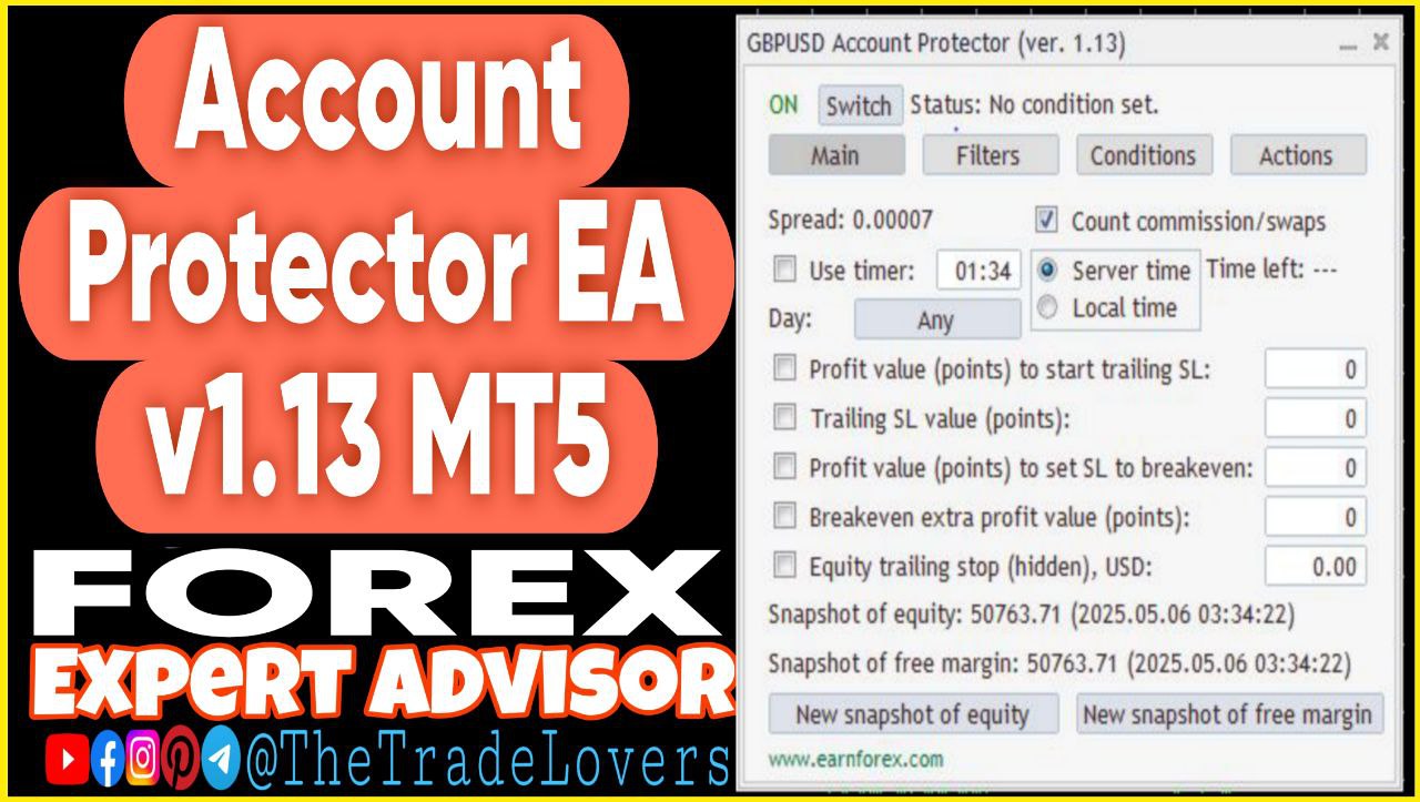 Account Protector EA v1.13 MT5 (Works on Build 4873 ) | Forex Robot | MT5 Expert Advisor - Payhip
