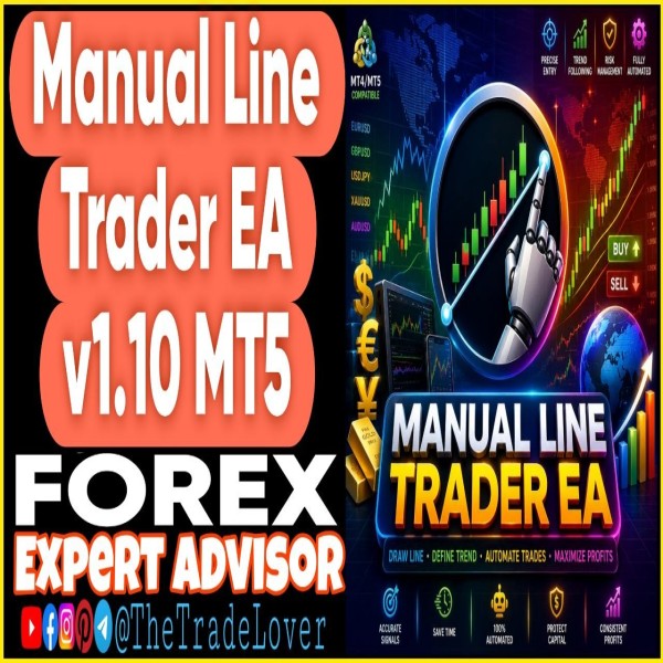 Manual Line Trader EA v1.10 MT5 (Works on Build 6061) | Forex Robot | MT5 Expert Advisor - The Trade Lovers